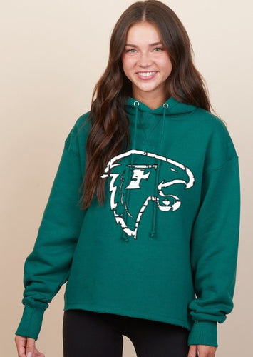 Ladies Distressed Falcon Boxy Pullover Hood