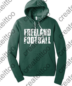 (F) Distressed Freeland Football Sponge Fleece Hoodie
