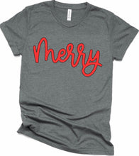 Load image into Gallery viewer, (H) Glitter &quot;Merry&quot; Bella Canvas Tees